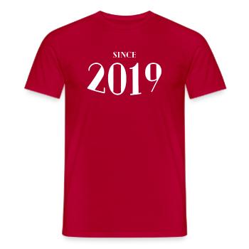Funny Birthday Since 2019 - Men's T-Shirt - red - Front - AI Model Male 178 dark (178cm)