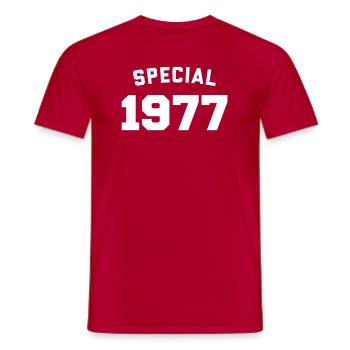 Funny Birthday Special 1977 - Men's T-Shirt - red - Front - AI Model Male 178 dark (178cm)