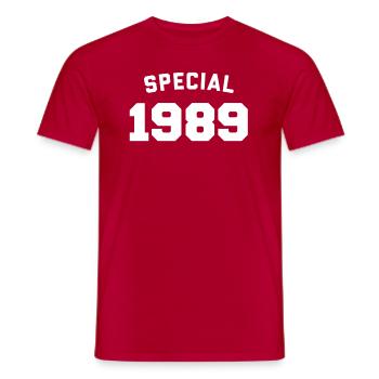 Lustiges Geburtstags-Special 1989 - Männer T-Shirt - Rot - Vorne - AI Model Male 178 dark (178cm)