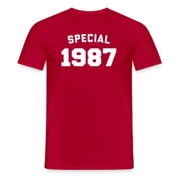 Drôle d’anniversaire Spécial 1987 - T-shirt homme - rouge - Devant - AI Model Male 178 dark (178cm)