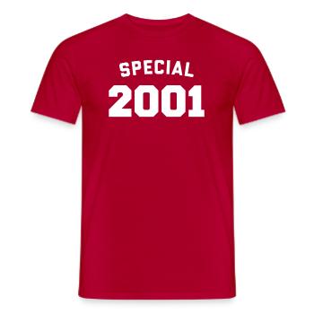 Lustiges Geburtstags-Special 2001 - Männer T-Shirt - Rot - Vorne - AI Model Male 178 dark (178cm)