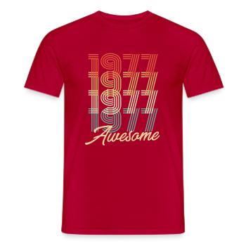 Funny Birthday Awesome 1977 - Men's T-Shirt - red - Front - AI Model Male 178 dark (178cm)