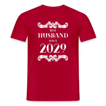 Best Husband Since 2029 Wedding Anniversary - Men's T-Shirt - red - Front - AI Model Male 178 dark (178cm)