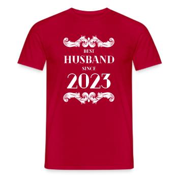 Best Husband Since 2023 Wedding Anniversary - Men's T-Shirt - red - Front - AI Model Male 178 dark (178cm)
