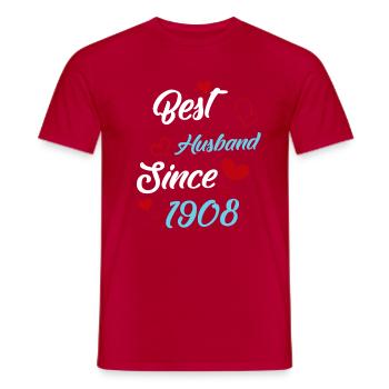 Best Husband Since 1908 Wedding - Men's T-Shirt - red - Front - AI Model Male 178 dark (178cm)