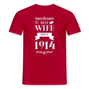 Beste Ehefrau seit 1914 Hochzeitstag - Männer T-Shirt - Rot - Vorne - AI Model Male 178 dark (178cm)