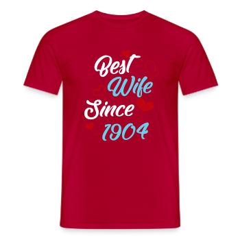 Jubiläum Trauerbeste Ehefrau seit 1904 Hochzeit - Männer T-Shirt - Rot - Vorne - AI Model Male 178 dark (178cm)