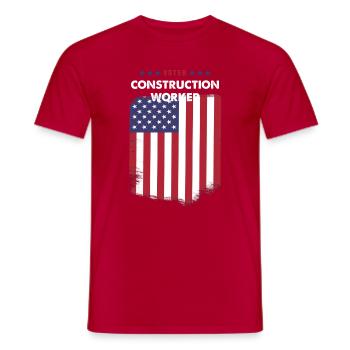 Voter Construction worker - Heren T-shirt - rood - Voor - AI Model Male 178 dark (178cm)