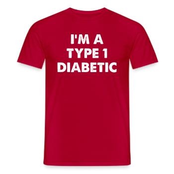 Je suis diabétique de type 1 - T-shirt homme - rouge - Devant - AI Model Male 178 dark (178cm)