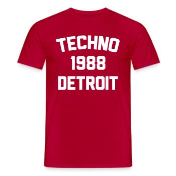 Techno 1988 Détroit - T-shirt homme - rouge - Devant - AI Model Male 178 dark (178cm)
