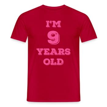 Funny Birthday I'm 9 Years Old - Men's T-Shirt - red - Front - AI Model Male 178 dark (178cm)