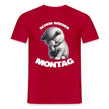 Schon wieder Montag Katze - Männer T-Shirt - Rot - Vorne - AI Model Male 178 dark (178cm)