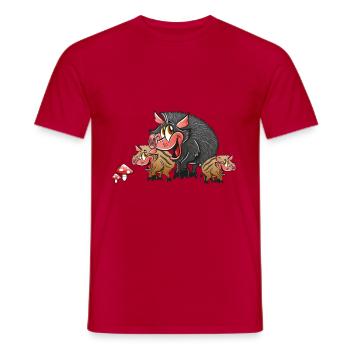Sanglier, sanglier mère avec ses enfants - T-shirt homme - rouge - Devant - AI Model Male 178 dark (178cm)