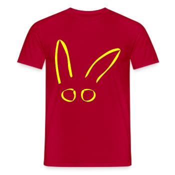 Lapin yeux de Pâques lapin idée de cadeau jaune - T-shirt homme - rouge - Devant - AI Model Male 178 dark (178cm)