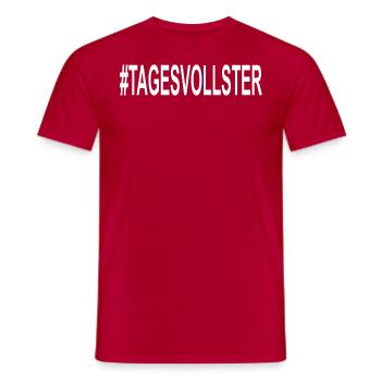 #TAGESVOLLSTER - Männer T-Shirt - Rot - Vorne - AI Model Male 178 dark (178cm)