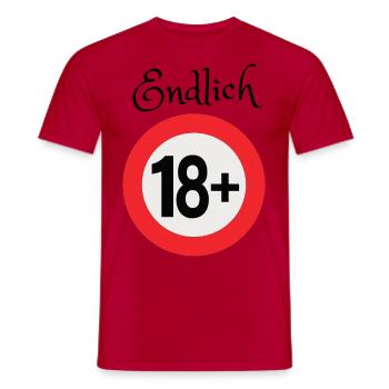 Endlich 18 - Männer T-Shirt - Rot - Vorne - AI Model Male 178 dark (178cm)