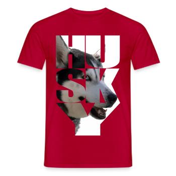 Motif husky vivant avec tête et texte - T-shirt homme - rouge - Devant - AI Model Male 178 dark (178cm)