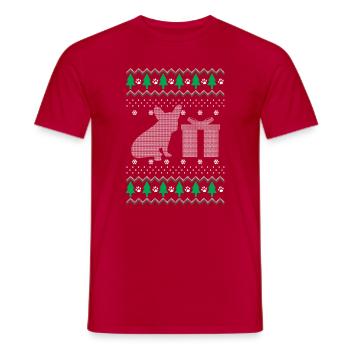 French Bulldog Ugly Christmas Dog - Men's T-Shirt - red - Front - AI Model Male 178 dark (178cm)