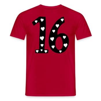 16 anniversaire avec coeur - T-shirt homme - rouge - Devant - AI Model Male 178 dark (178cm)