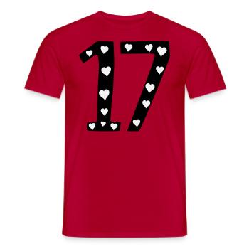 17 Geburtstag mit Herz - Männer T-Shirt - Rot - Vorne - AI Model Male 178 dark (178cm)