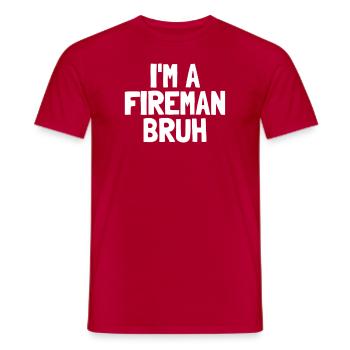 Je suis pompier, bruh Drôle Halloween Bo - T-shirt homme - rouge - Devant - AI Model Male 178 dark (178cm)