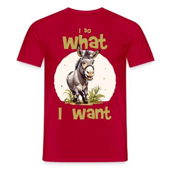 I do what I want - donkey - Men's T-Shirt - red - Front - AI Model Male 178 dark (178cm)
