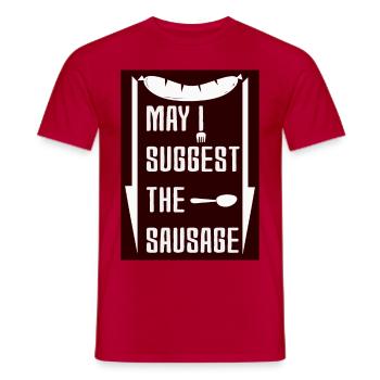may i suggest the sausage funny desing - T-shirt homme - rouge - Devant - AI Model Male 178 dark (178cm)