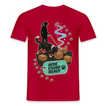 HIDE FOUND READY Hund - Männer T-Shirt - Rot - Vorne - AI Model Male 178 dark (178cm)