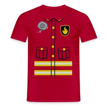 Feuerwehrmann Kostüm - Männer T-Shirt - Rot - Vorne - AI Model Male 178 dark (178cm)