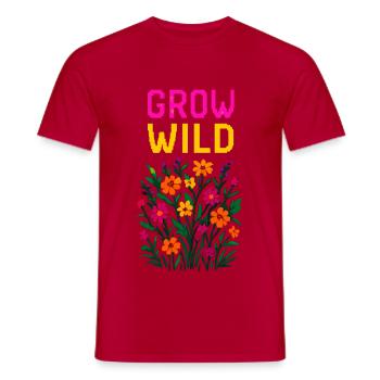 Grow Wild – Floral Power Pixel Shirt - Men's T-Shirt - red - Front - AI Model Male 178 dark (178cm)