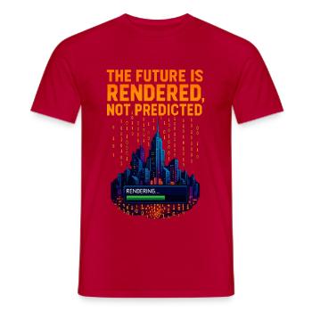 The Future Is Rendered – Cyber City Glitch Shirt - Männer T-Shirt - Rot - Vorne - AI Model Male 178 dark (178cm)