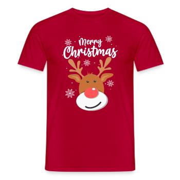 Cadeau de Noël renne Rudolph - T-shirt homme - rouge - Devant - AI Model Male 178 dark (178cm)