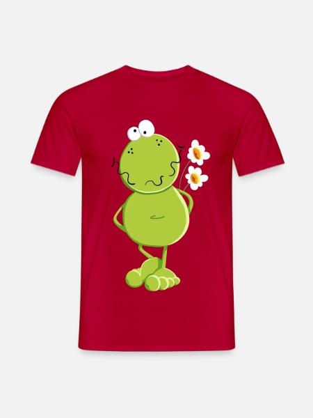 Frosch mit Blumen - Männer T-Shirt - Rot