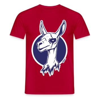 Icône de lama en cercle violet - T-shirt homme - rouge - Devant - AI Model Male 178 dark (178cm)
