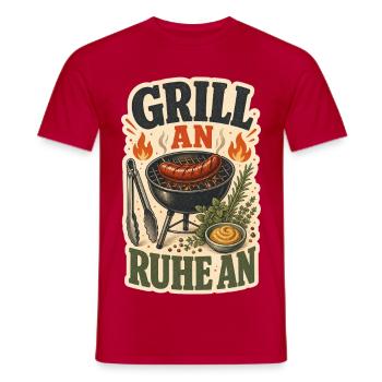 GRILL AN RUHE AN - Männer T-Shirt - Rot - Vorne - AI Model Male 178 dark (178cm)