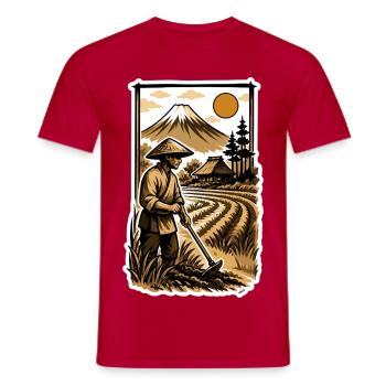 Champ de la montagne Harvest Sun - T-shirt homme - rouge - Devant - AI Model Male 178 dark (178cm)