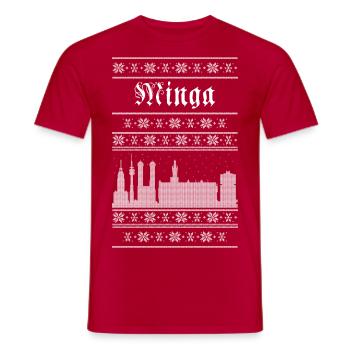 Minga Ugly Christmas Design (München Skyline) - Männer T-Shirt - Rot - Vorne - AI Model Male 178 dark (178cm)