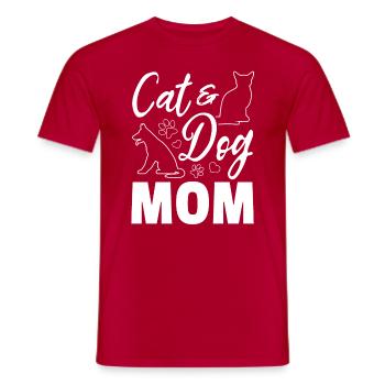 Cat & Dog Mom - Dog Cat Mama Dog Mama Dog Lover - Men's T-Shirt - red - Front - AI Model Male 178 dark (178cm)