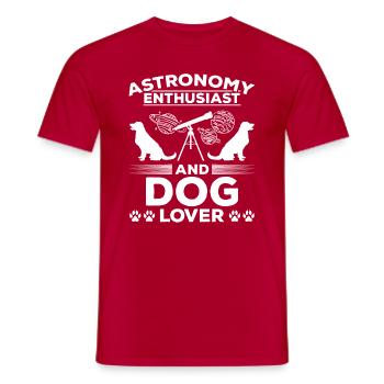 Passionné d’astronomie et amoureux des chiens I Système solaire - T-shirt homme - rouge - Devant - AI Model Male 178 dark (178cm)