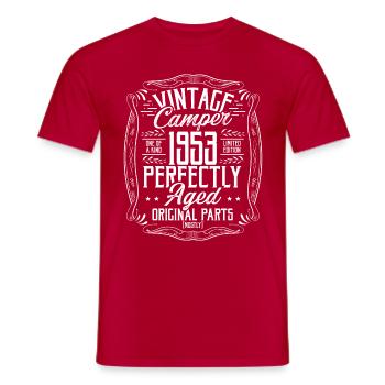 1953 Birthday Idea Camper Scout Camping 1953 - Men's T-Shirt - red - Front - AI Model Male 178 dark (178cm)