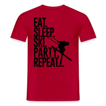 Eat. Sleep. Ski. Party. Repeat... - T-shirt homme - rouge - Devant - AI Model Male 178 dark (178cm)