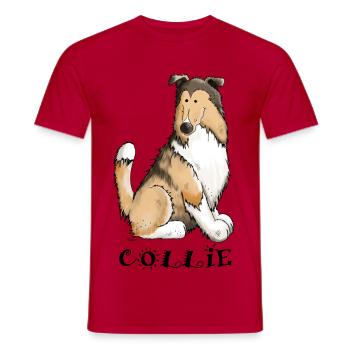 Happy Collie - Männer T-Shirt - Rot - Vorne - AI Model Male 178 dark (178cm)