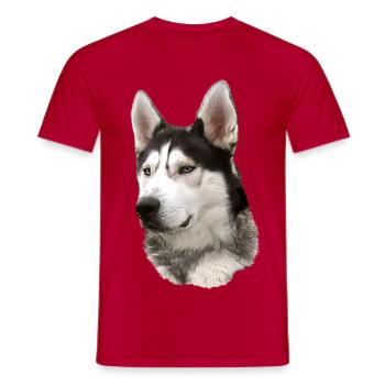 Husky Gesicht Schwarz Weiß - Männer T-Shirt - Rot - Vorne - AI Model Male 178 dark (178cm)