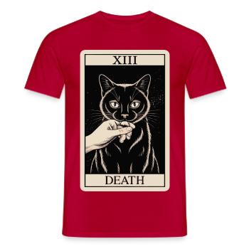 Carte de tarot vintage Chat noir - T-shirt homme - rouge - Devant - AI Model Male 178 dark (178cm)
