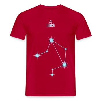 Constellation d’étoile du signe astrologique de la Balance Bleu pastel - T-shirt homme - rouge - Devant - AI Model Male 178 dark (178cm)