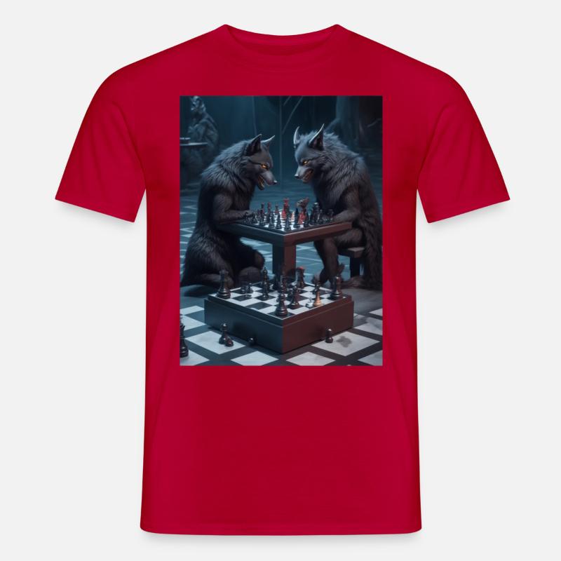 Dämonenwölfe beim Schach - Männer T-Shirt - Rot
