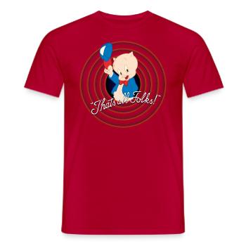 Looney Tunes Porky Pig - Men's T-Shirt - red - Front - AI Model Male 178 dark (178cm)