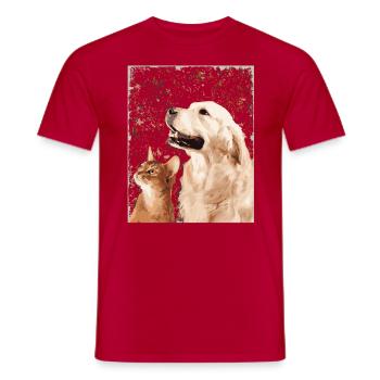 Chien chat chien chat tomcat minou chiens - T-shirt homme - rouge - Devant - AI Model Male 178 dark (178cm)