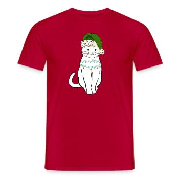 Lumières de Noël Chat, Miaou Noël - T-shirt homme - rouge - Devant - AI Model Male 178 dark (178cm)