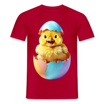 Kueken-Osterei - Männer T-Shirt - Rot - Vorne - AI Model Male 178 dark (178cm)